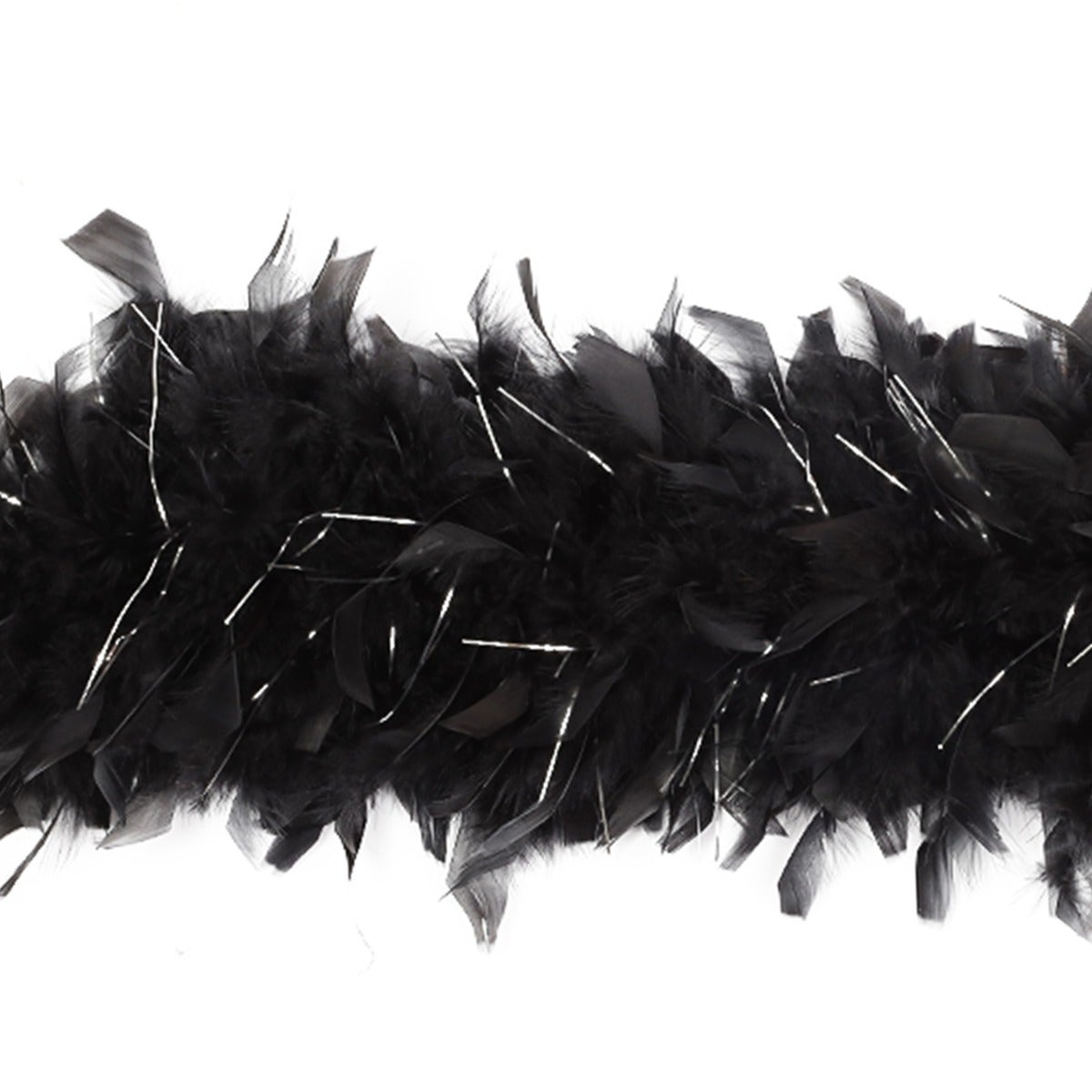 Chandelle Feather Boa with Lurex - Heavyweight  - Black/Silver Lurex
