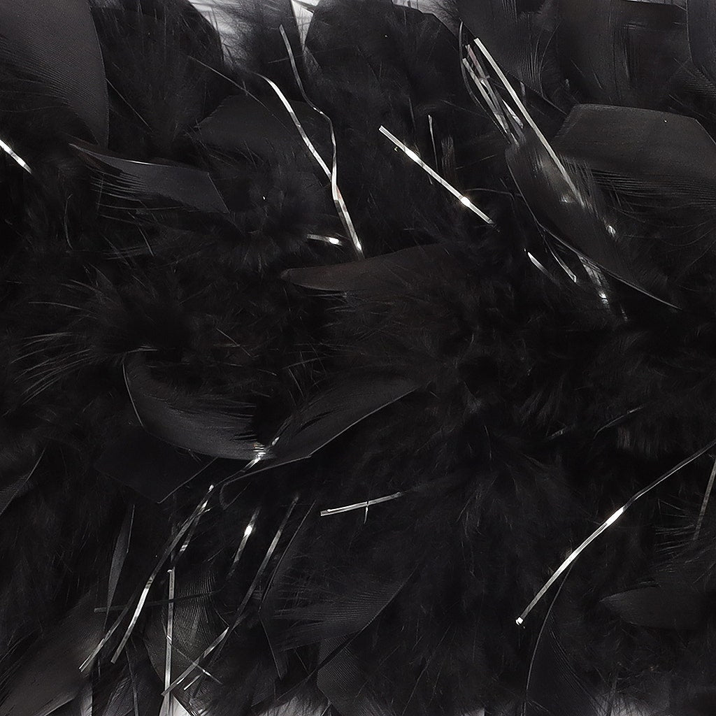 Chandelle Feather Boa with Lurex - Heavyweight  - Black/Silver Lurex