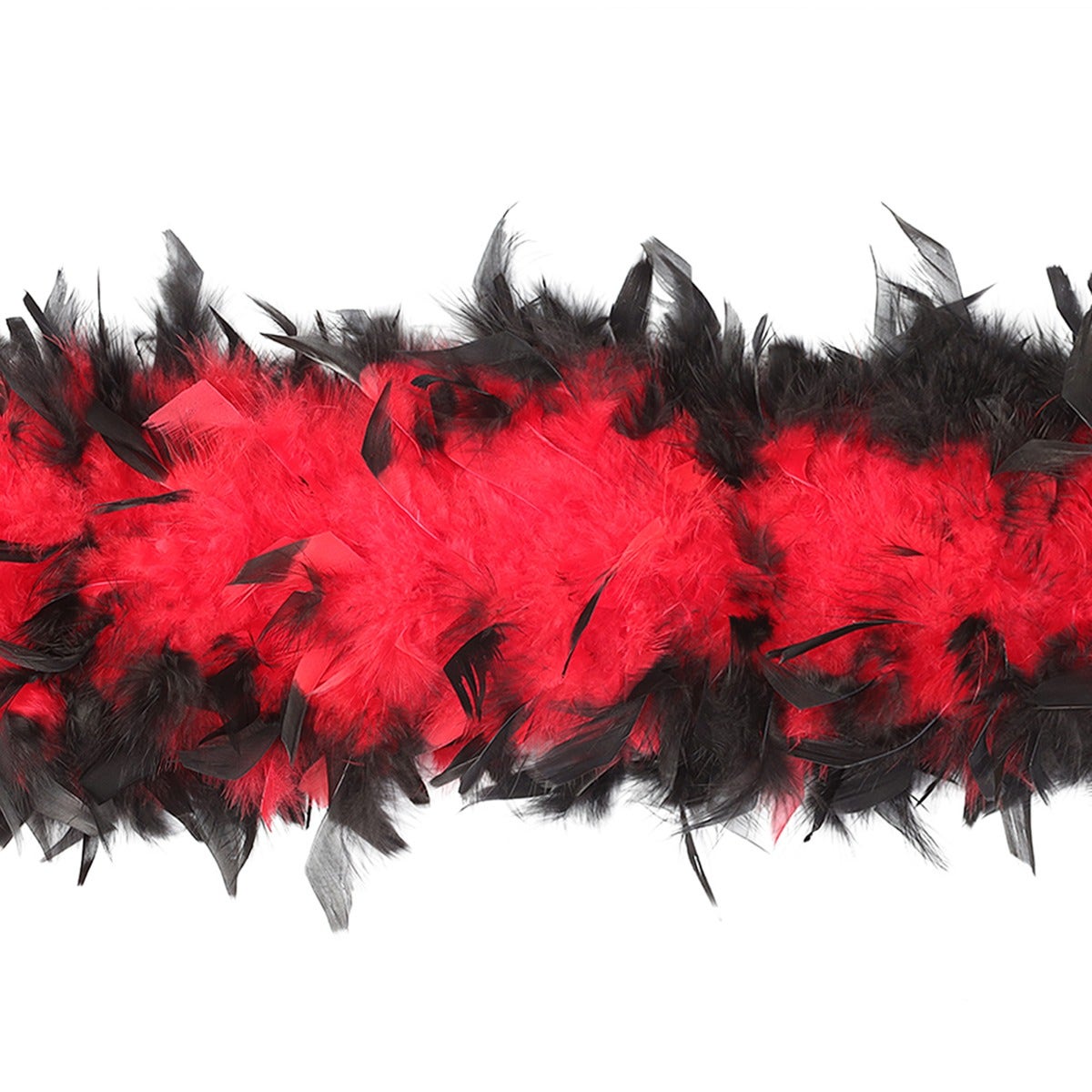 Tipped Chandelle Feather Boa - Heavyweight - Red/Black