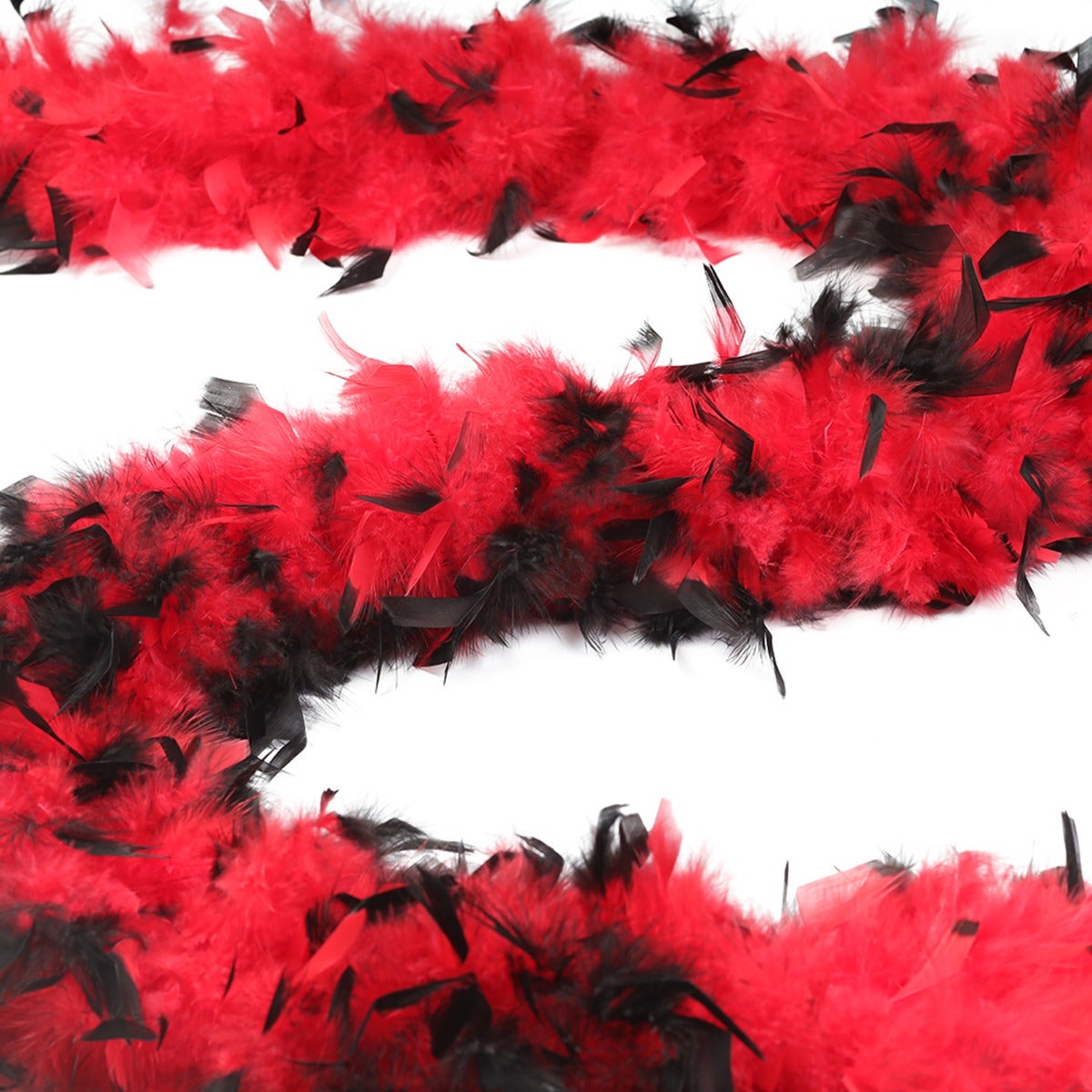 Tipped Chandelle Feather Boa - Heavyweight - Red/Black