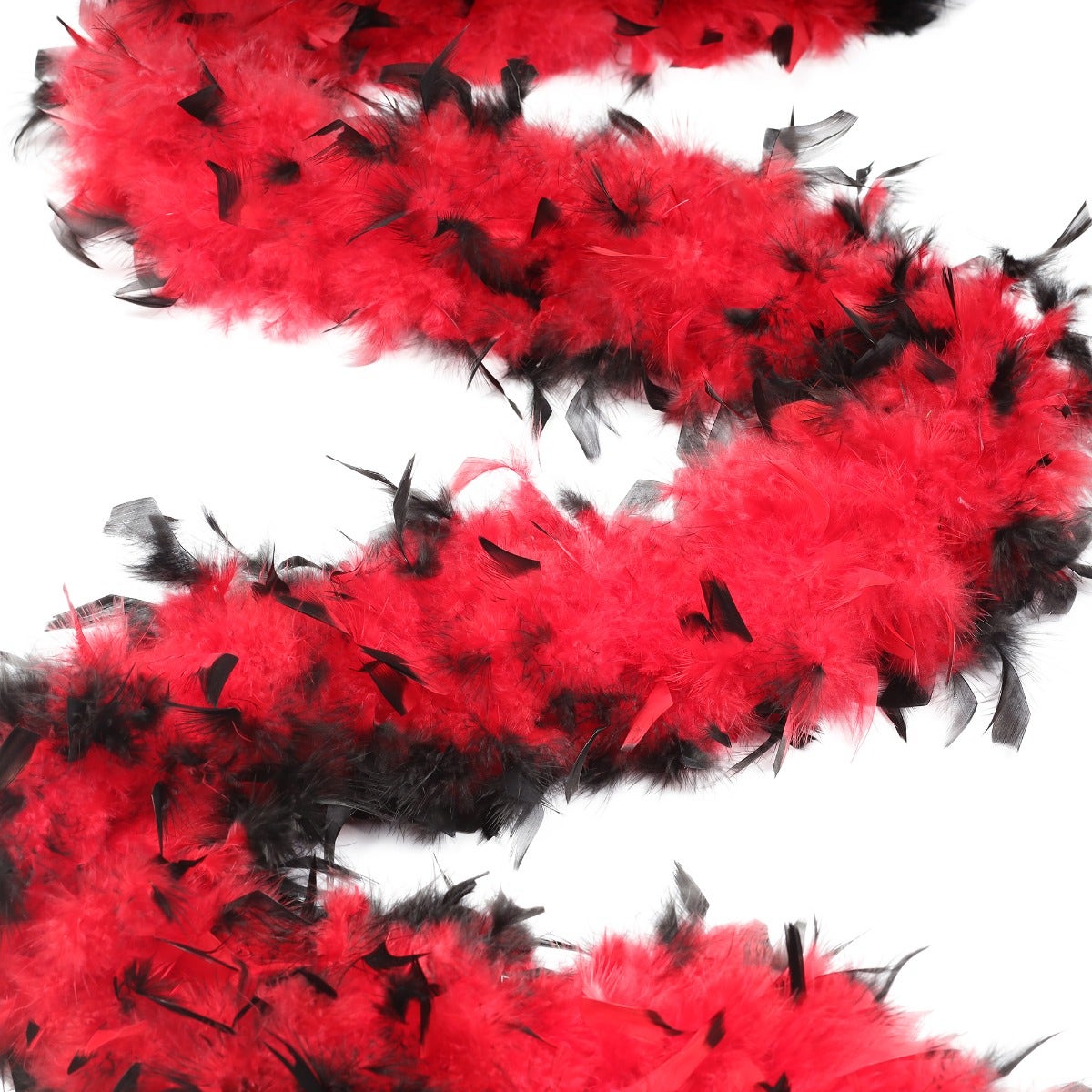 Tipped Chandelle Feather Boa - Heavyweight - Red/Black
