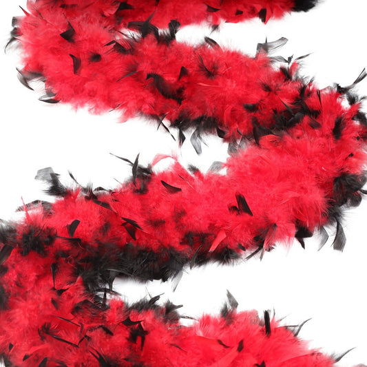 Tipped Chandelle Feather Boa - Heavyweight - Red/Black