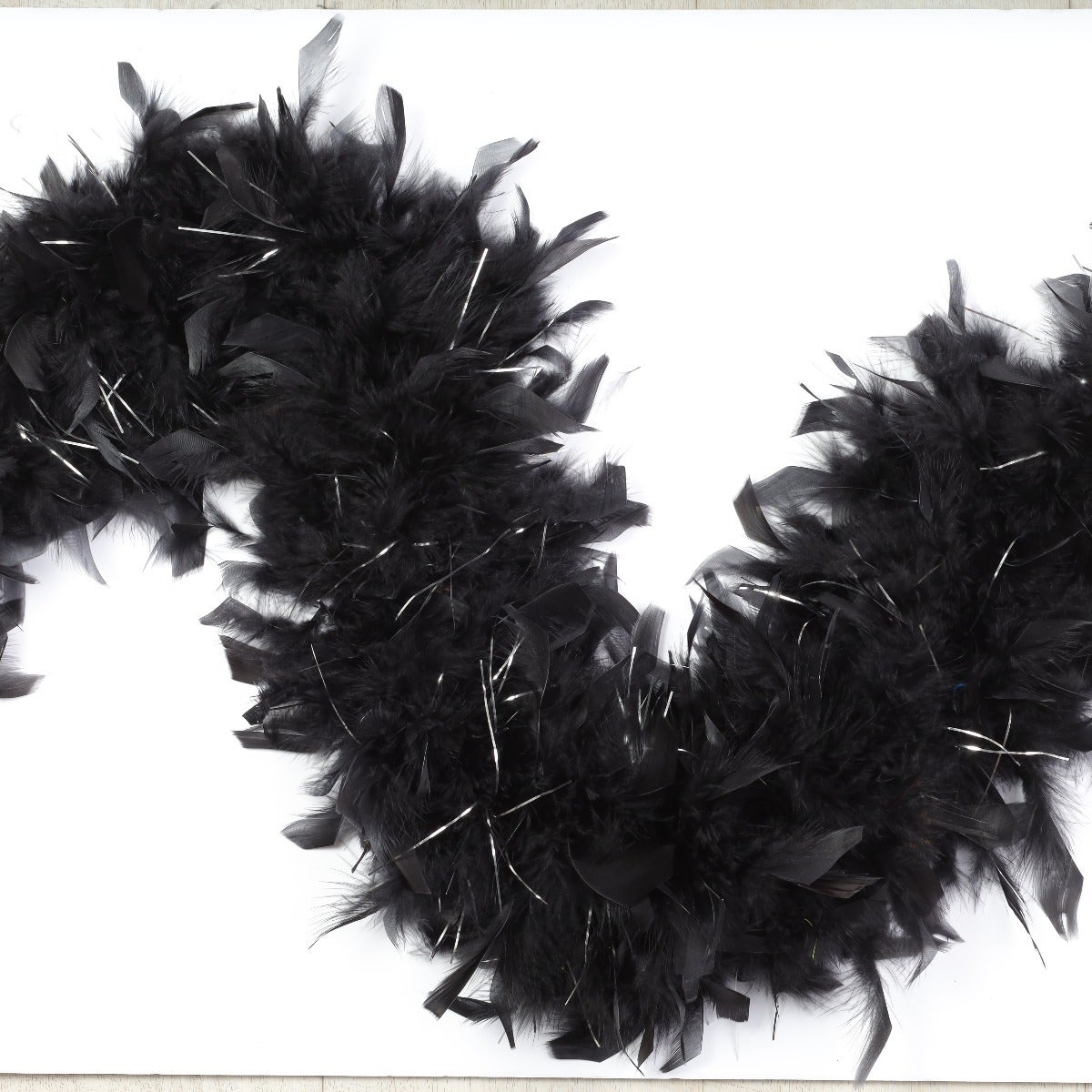Chandelle Feather Boa with Lurex - Heavyweight  - Black/Silver Lurex