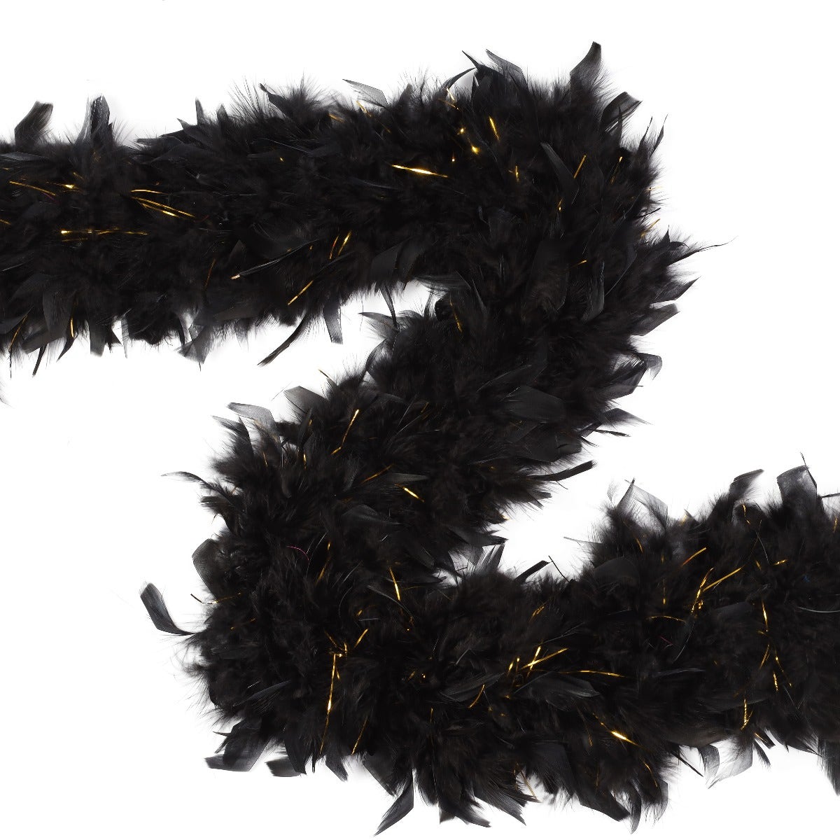 Chandelle Feather Boa with Lurex - Heavyweight  - Black/Gold Lurex