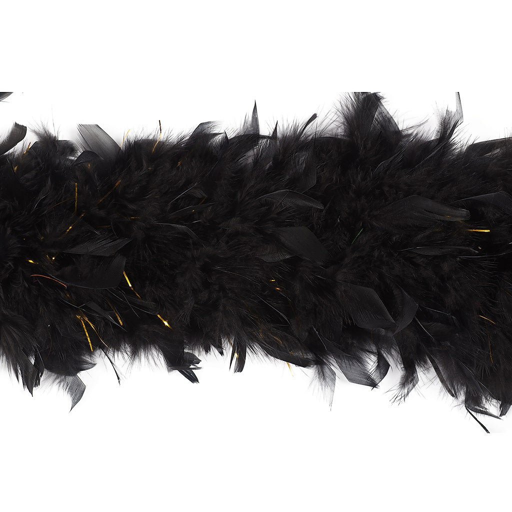 Chandelle Feather Boa with Lurex - Heavyweight  - Black/Gold Lurex