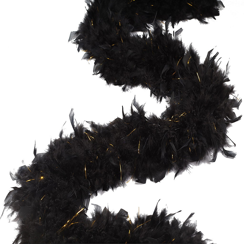 Chandelle Feather Boa with Lurex - Heavyweight  - Black/Gold Lurex