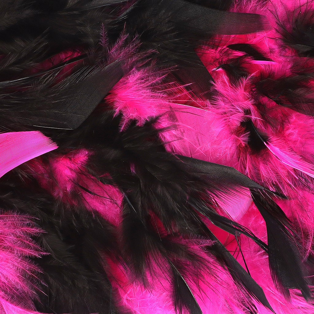 Tipped Chandelle Feather Boa - Heavyweight - Shocking Pink/Black