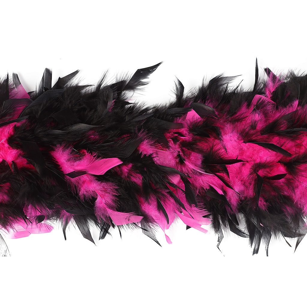 Tipped Chandelle Feather Boa - Heavyweight - Shocking Pink/Black