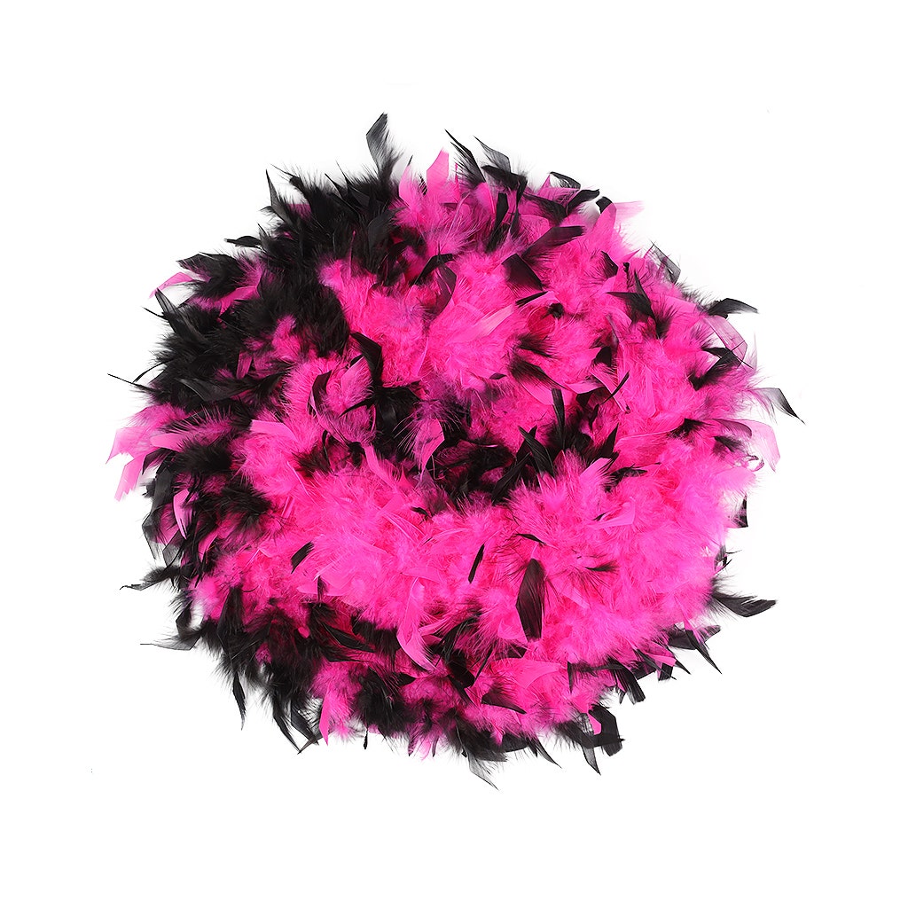 Tipped Chandelle Feather Boa - Heavyweight - Shocking Pink/Black