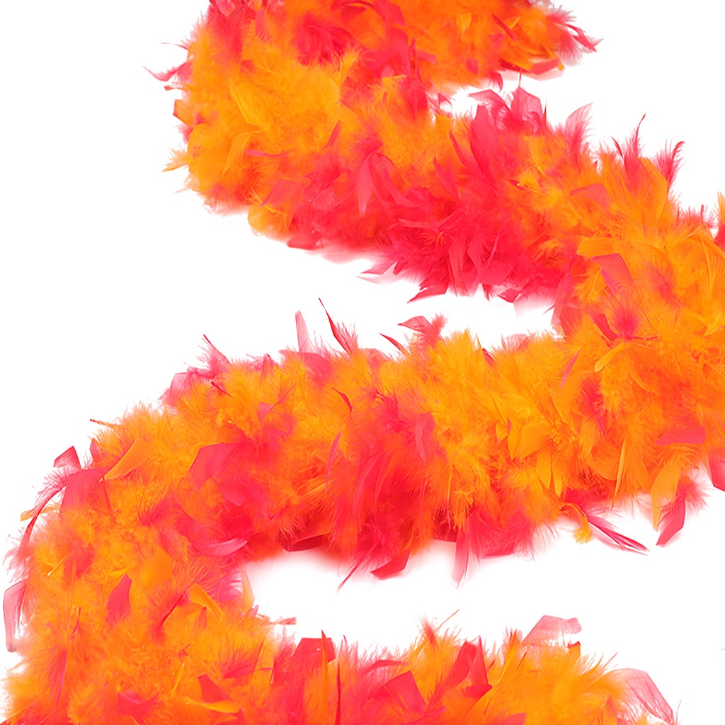 Tipped Chandelle Feather Boa - Heavyweight - Orange/Shocking Pink