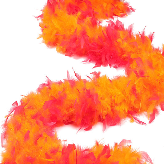 Tipped Chandelle Feather Boa - Heavyweight - Orange/Shocking Pink