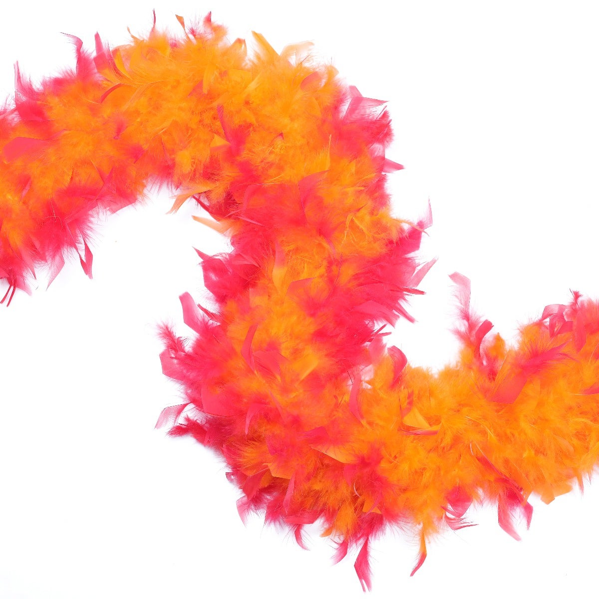 Tipped Chandelle Feather Boa - Heavyweight - Orange/Shocking Pink