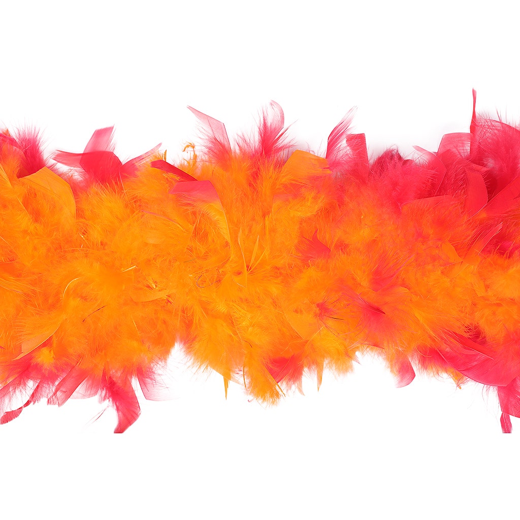 Tipped Chandelle Feather Boa - Heavyweight - Orange/Shocking Pink