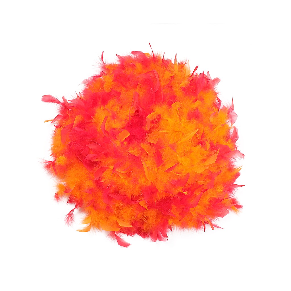 Tipped Chandelle Feather Boa - Heavyweight - Orange/Shocking Pink
