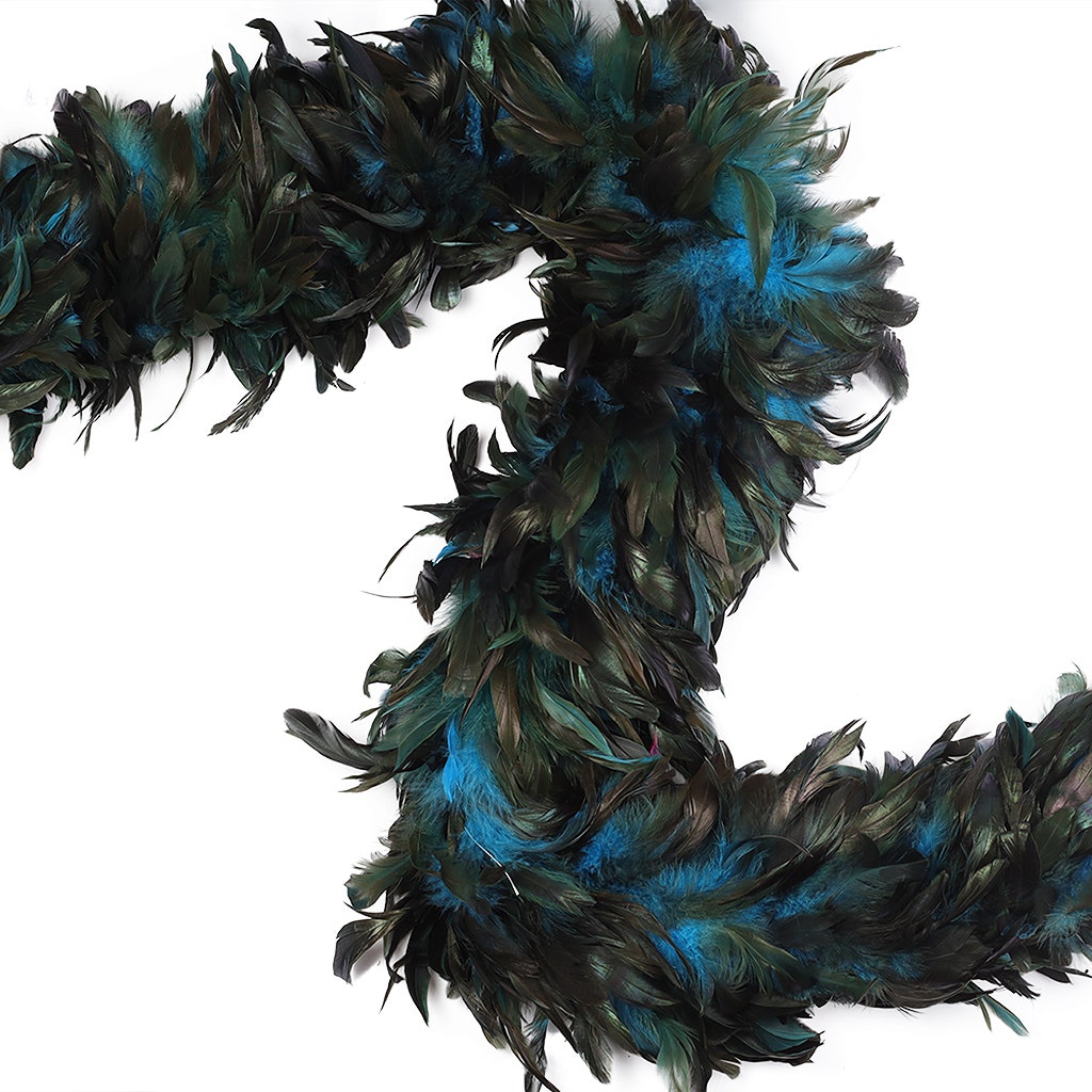 Rooster Schlappen Feather Boa 8-10"- Dark Turquoise