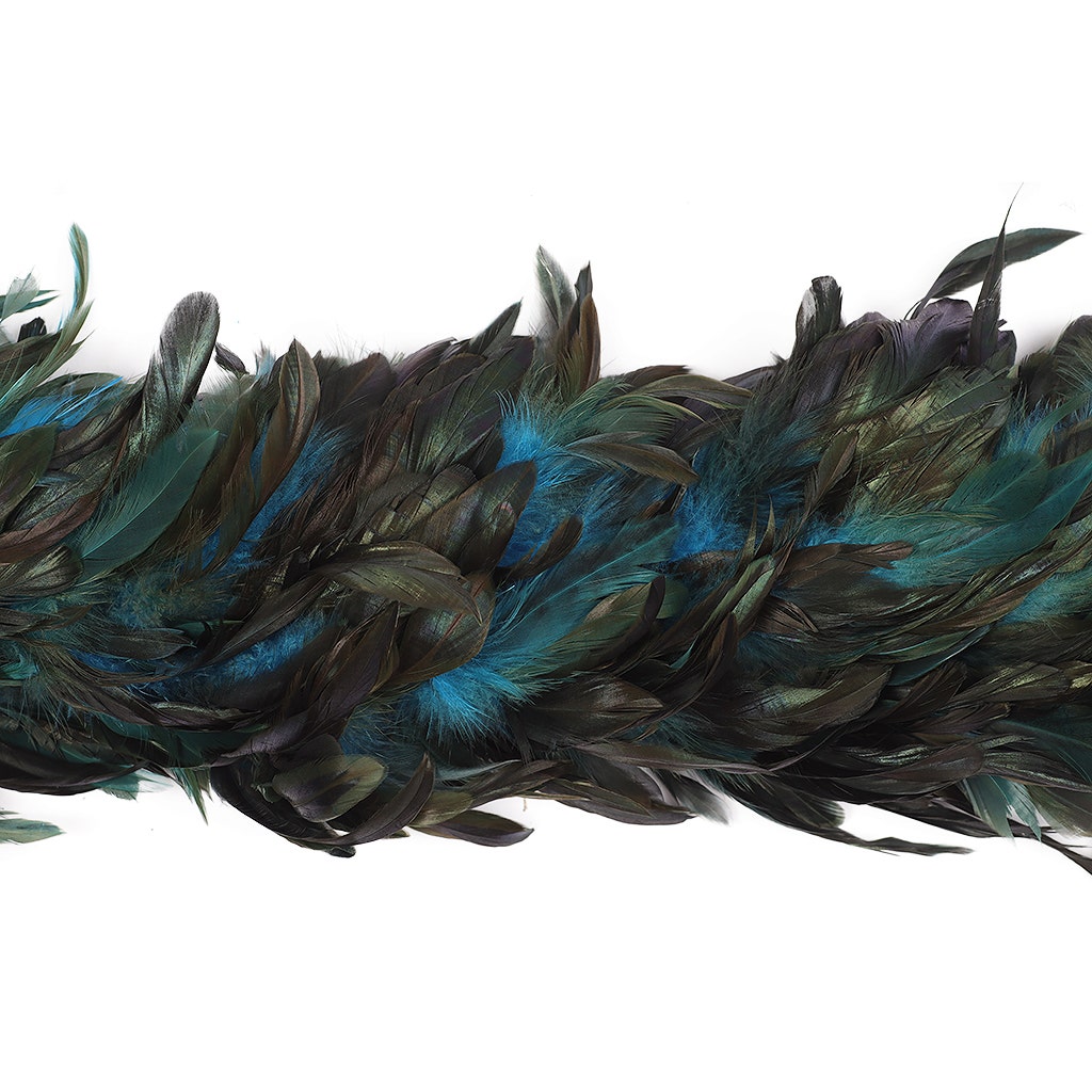 Rooster Schlappen Feather Boa 8-10"- Dark Turquoise