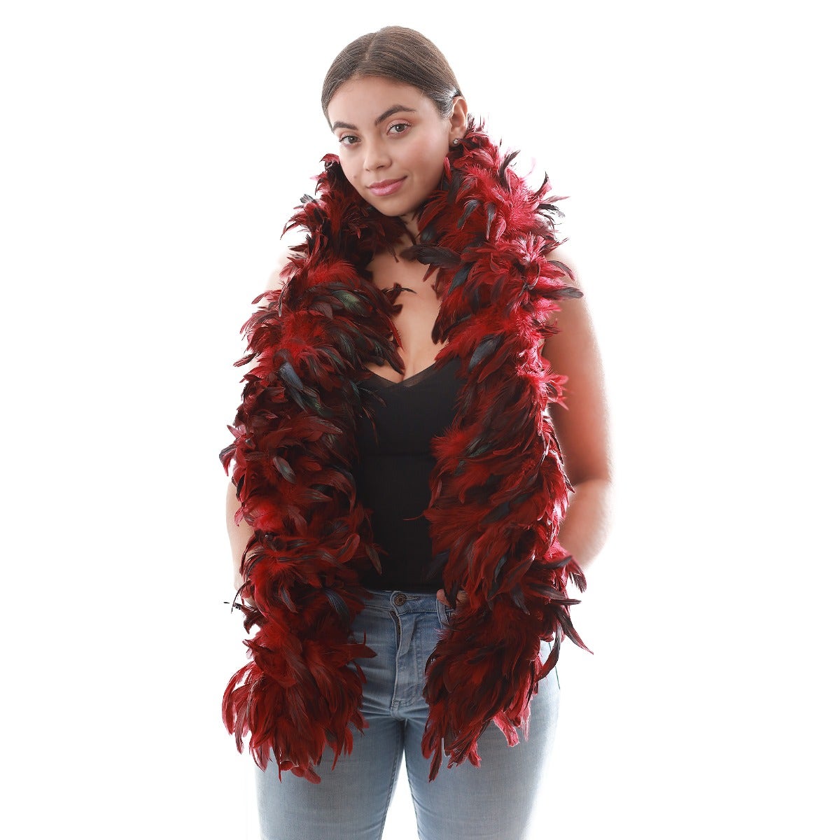 Rooster Schlappen Feather Boa 8-10"- Red
