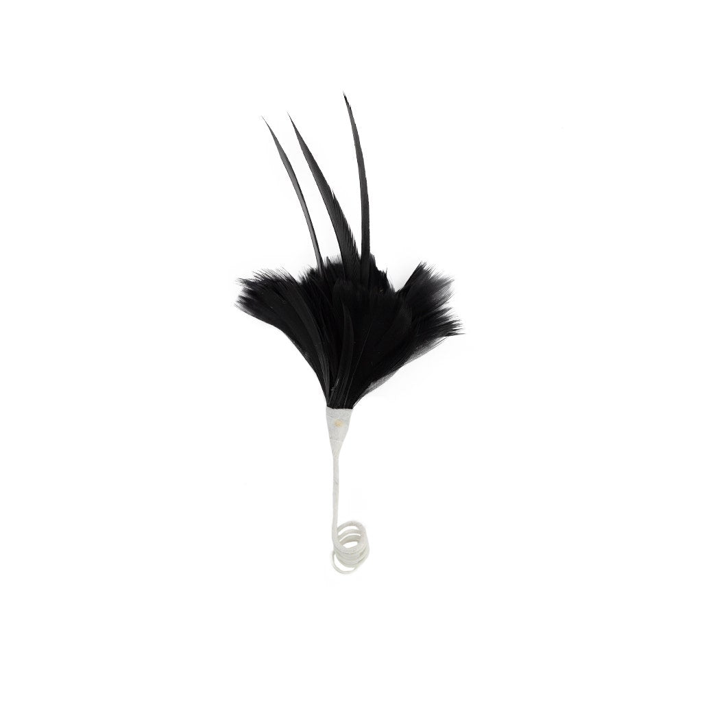 Black Coquille and Biot Feather Floral Pick