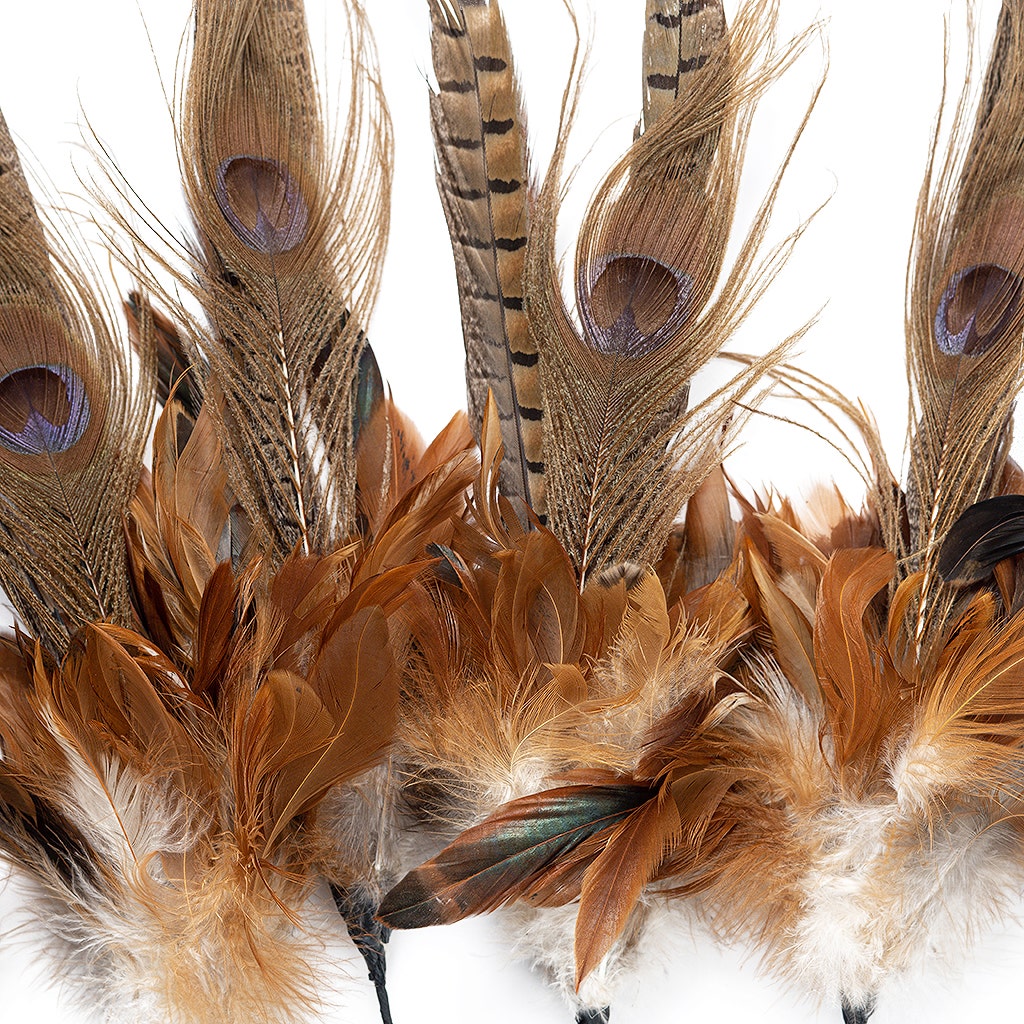 Feather Floral Stem - Pheasant - Peacock - Golden - Iridiscent - Natural - 12"