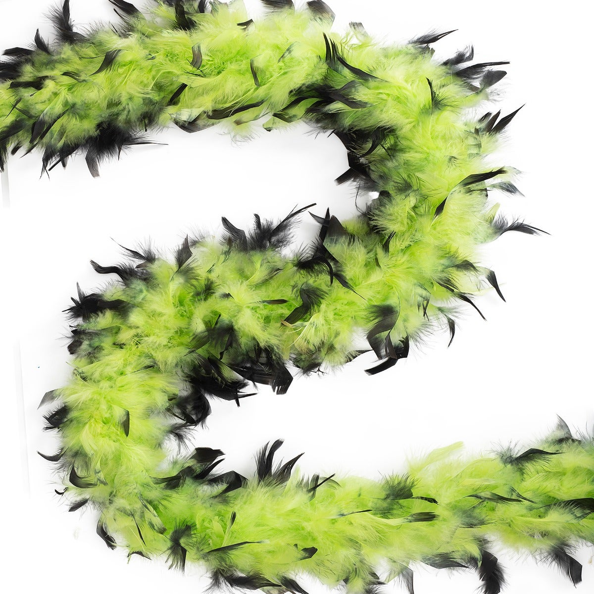 Chandelle Feather Boa - Medium Weight - Tipped - Lime/Black