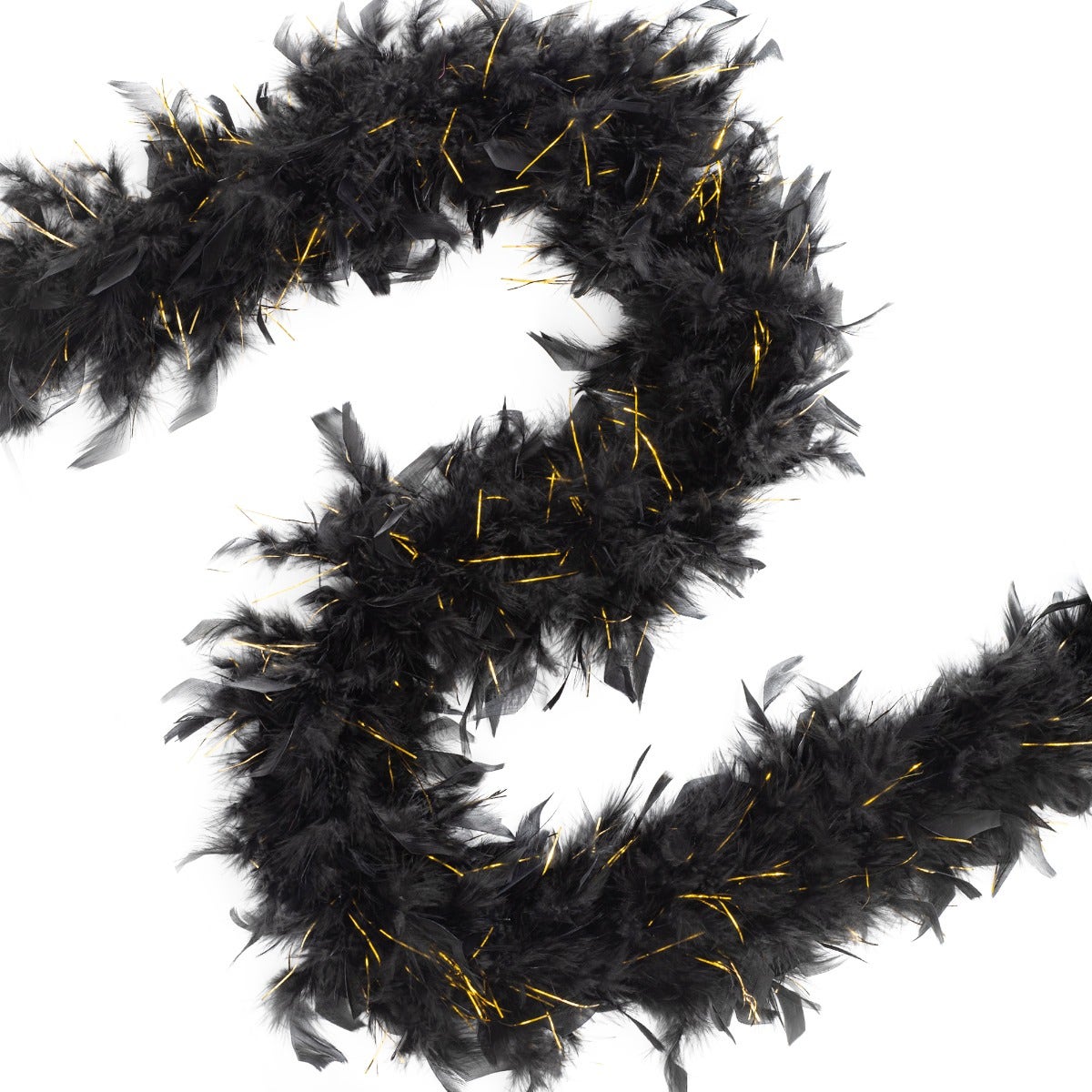Chandelle Feather Boa - Medium Weight - Black/Gold Lurex
