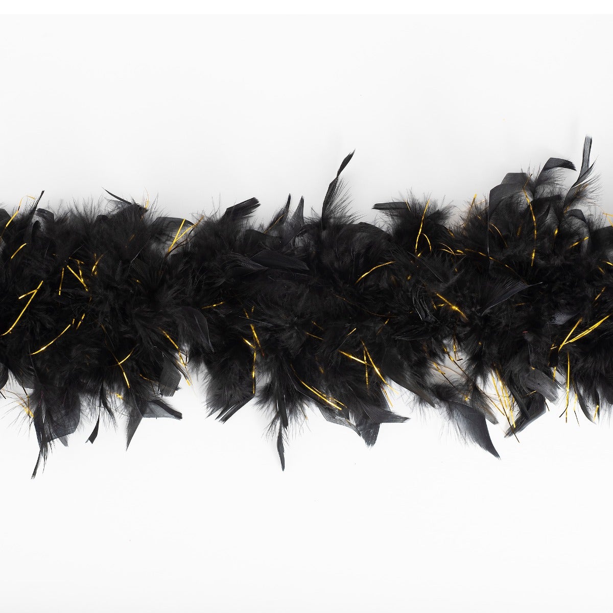 Chandelle Feather Boa - Medium Weight - Black/Gold Lurex