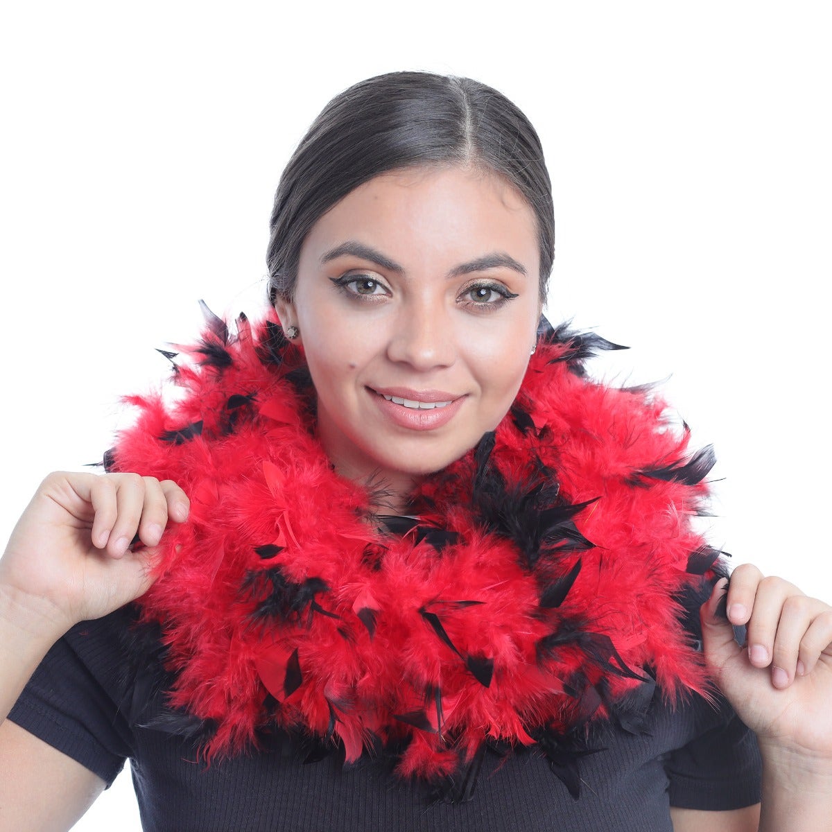 Chandelle Feather Boa - Medium Weight - Tipped- Red/Black