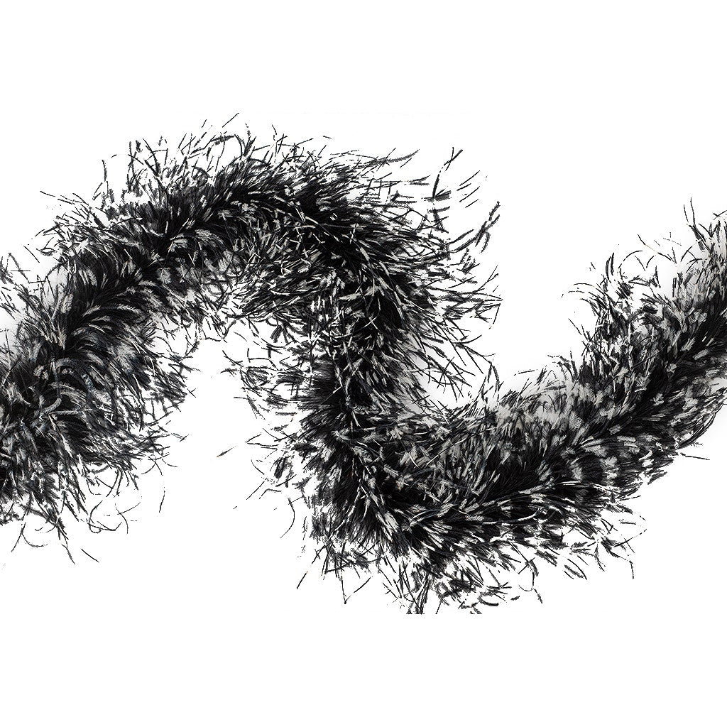 Stenciled Black/White/Black 2 Ply Ostrich Feather Boa