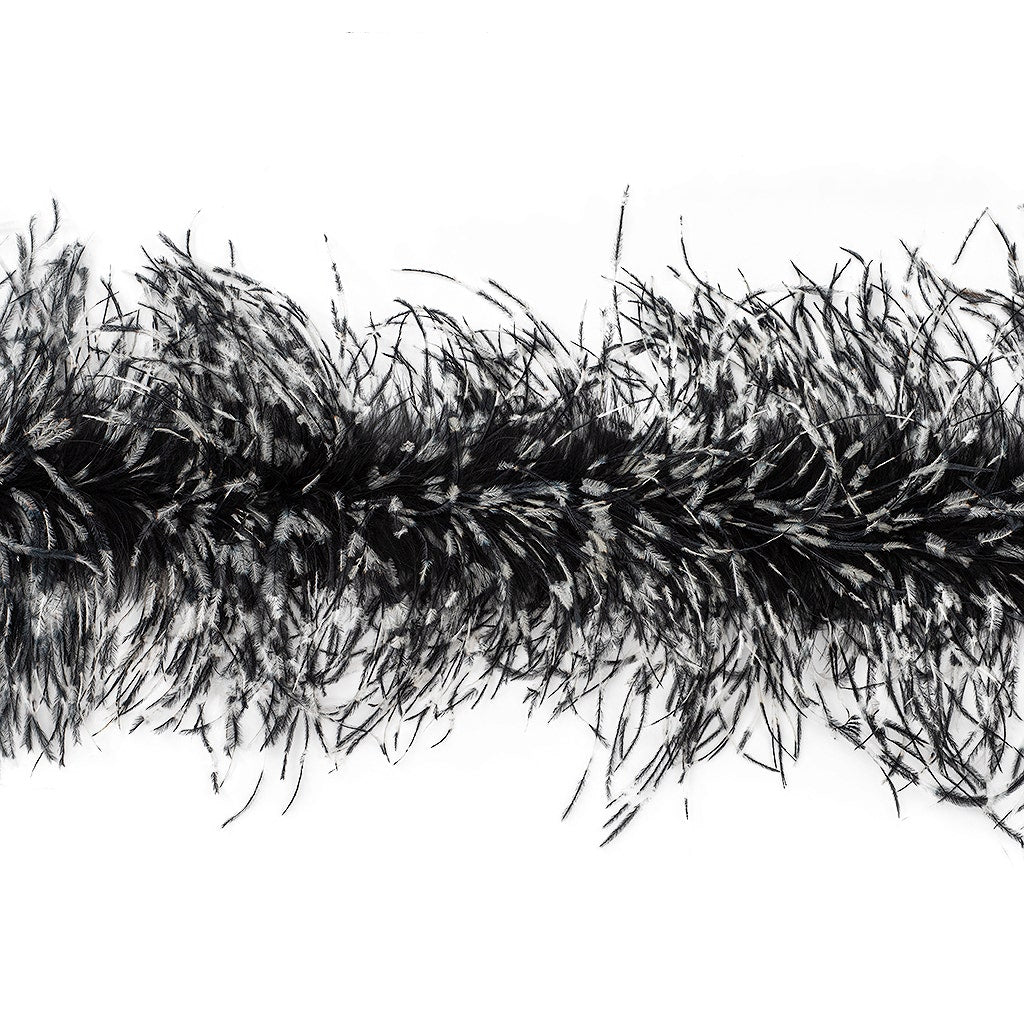 Stenciled Black/White/Black 2 Ply Ostrich Feather Boa