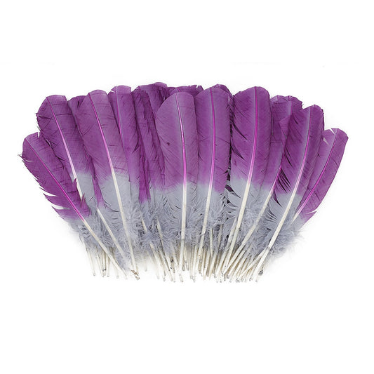 Ombre Turkey Quill 10-12" Left Wing Tip Silver .25 lb - Amethyst