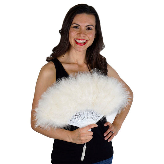 Marabou Feather Fan - Ivory