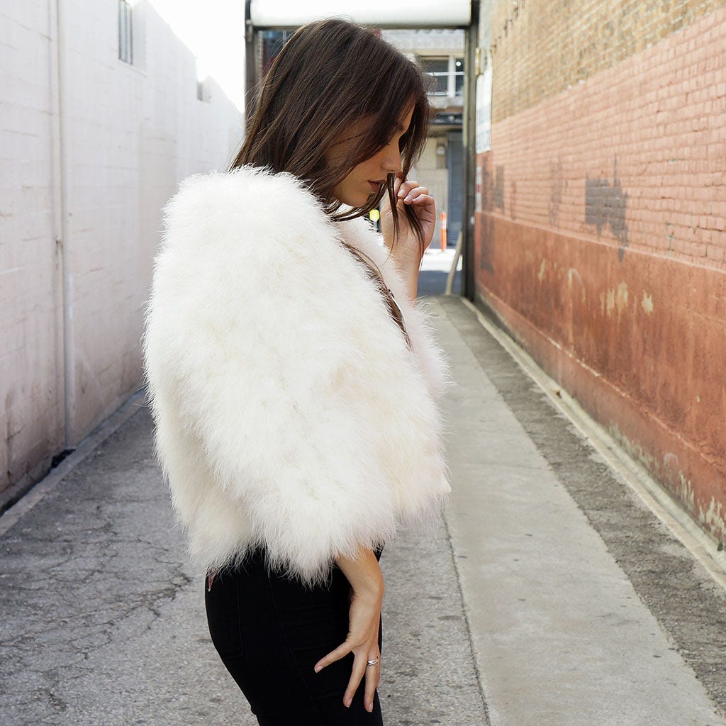 Cropped Marabou Jacket Ivory