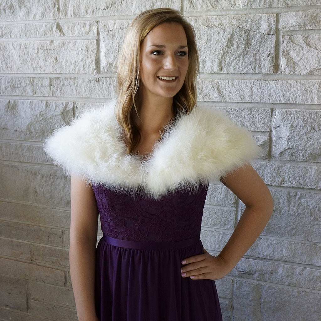 Marabou Feather Shawl w/Hook - Ivory