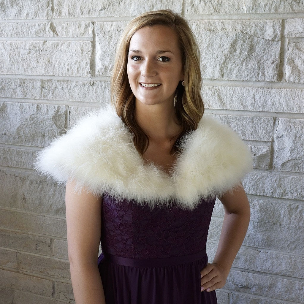 Marabou Feather Shawl w/Hook - Ivory