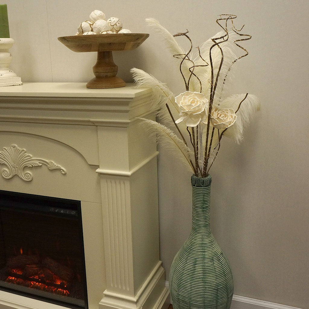 Feather Ostrich Spray on Stem Ivory