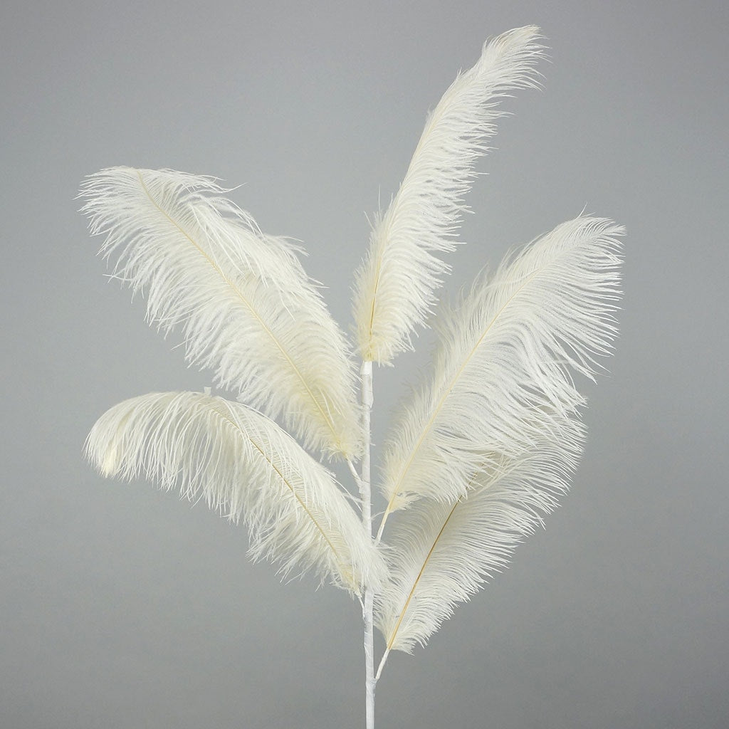 Feather Ostrich Spray on Stem Ivory