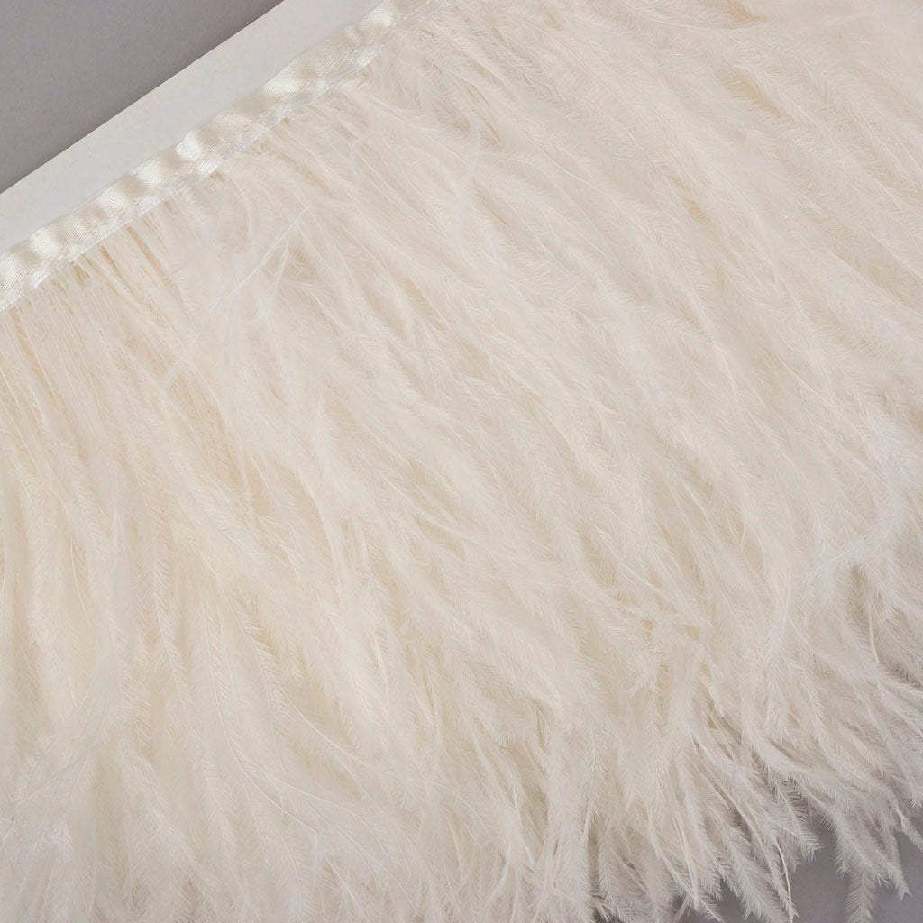 One-Ply Ostrich Feather Fringe - 5 Yards - Ivory