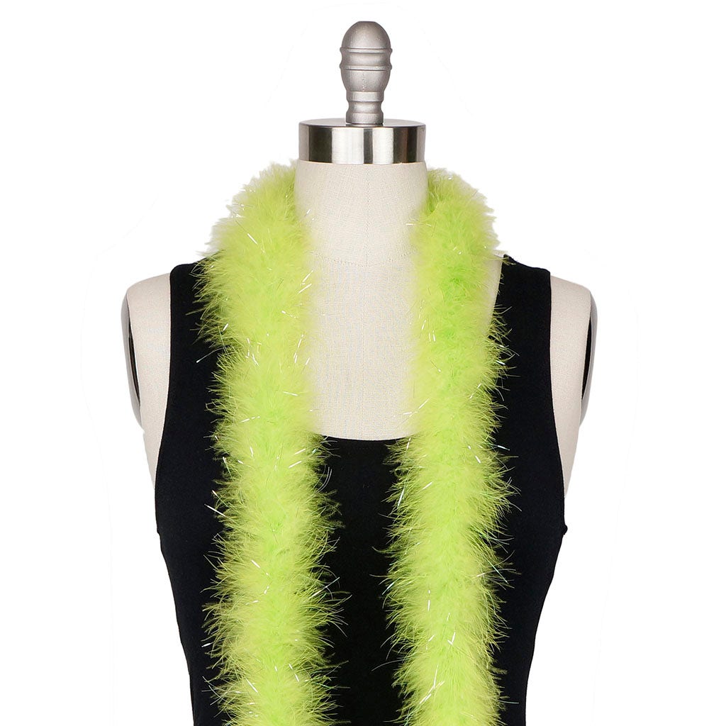 Marabou Boa with Lurex - Mediumweight - Lime/Opal Lurex