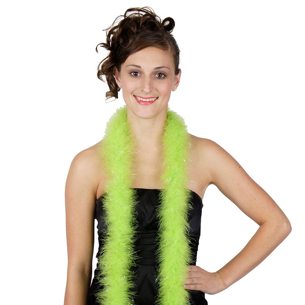 Marabou Boa with Lurex - Mediumweight - Lime/Opal Lurex