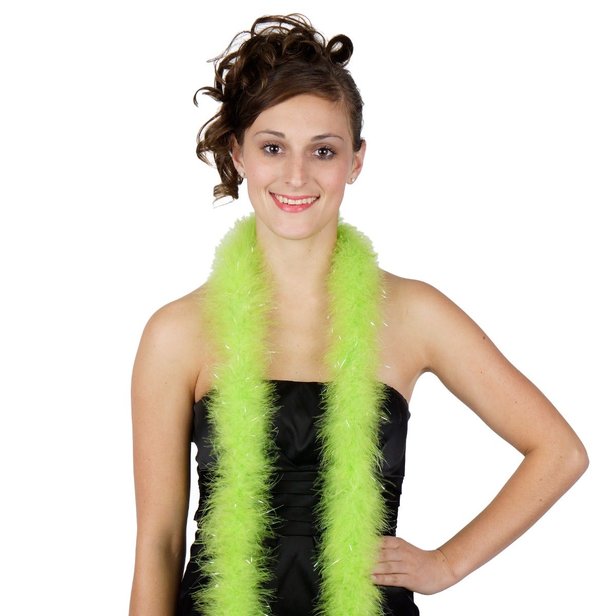 Marabou Boa with Lurex - Mediumweight - Lime/Opal Lurex