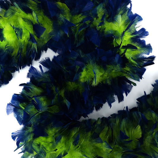 Turkey Feather Boa 8-10" - Tipped Lime/Royal