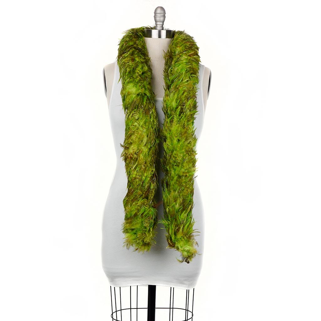 Red Chinchilla Saddle Rooster Feather Boa 5-6" - Lime