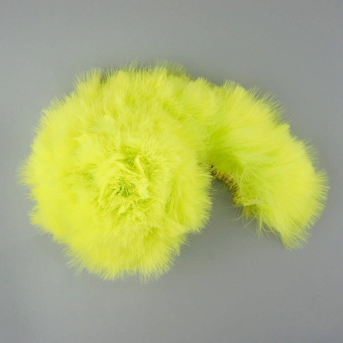 STRUNG TURKEY MARABOU BLOOD QUILL FEATHERS - 3-4" FLUORESCENT CHARTREUSE