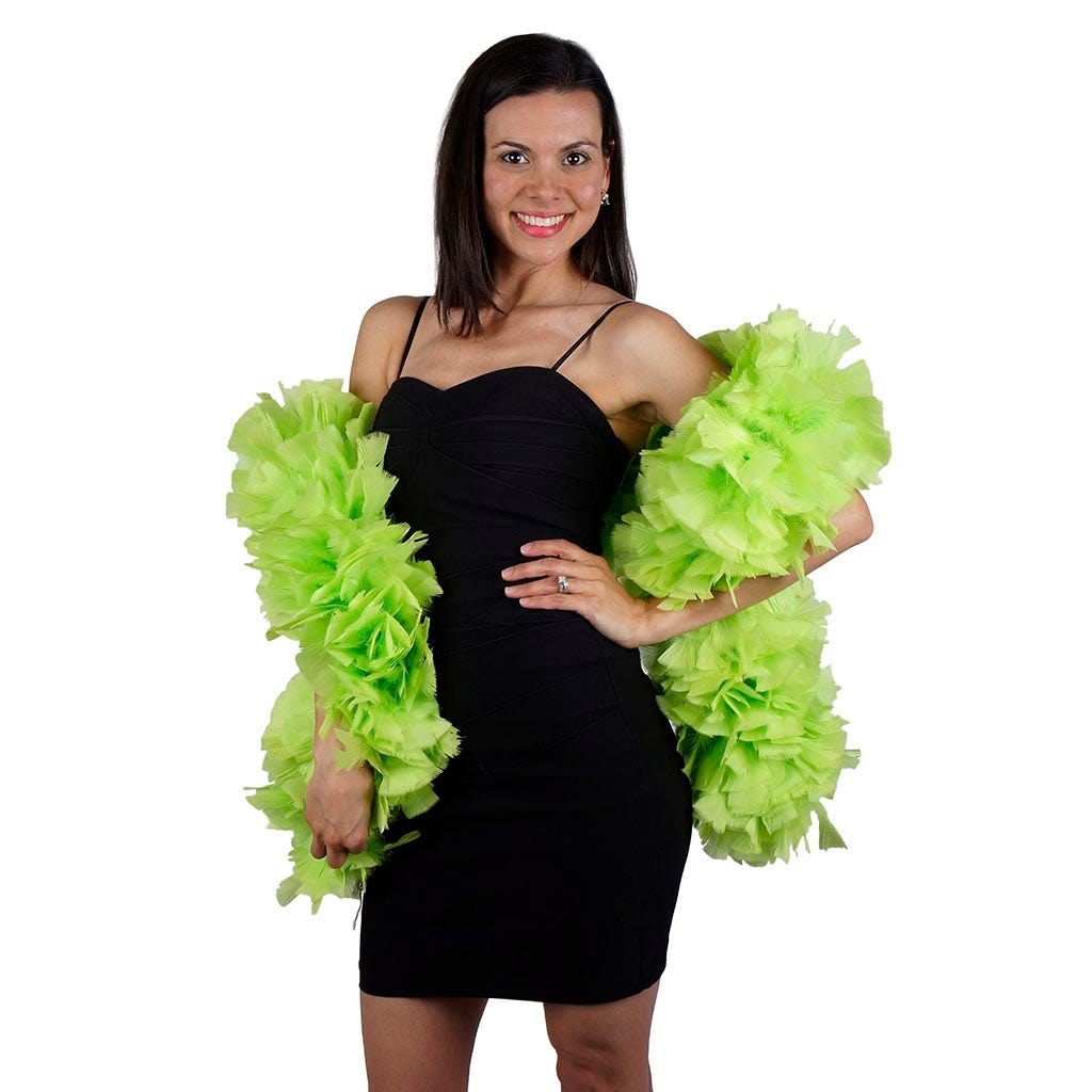Turkey Feather Boa 6-8"- Lime