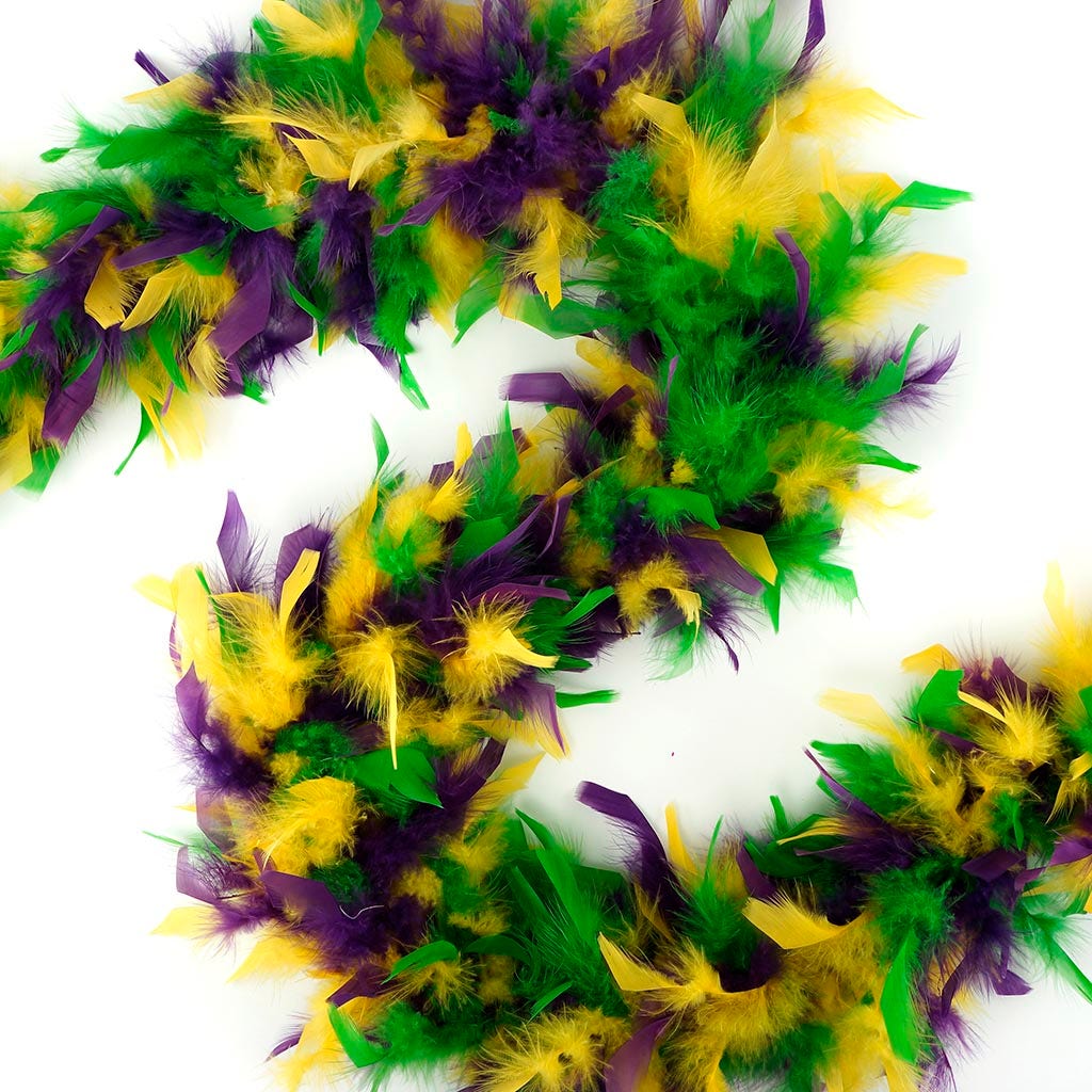Chandelle Feather Boa - Medium Weight  - Mardi Gras Mix