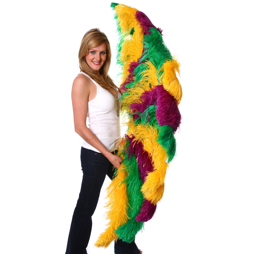 Feather Fan w/Ostrich Multi Color - Mardigras Mix