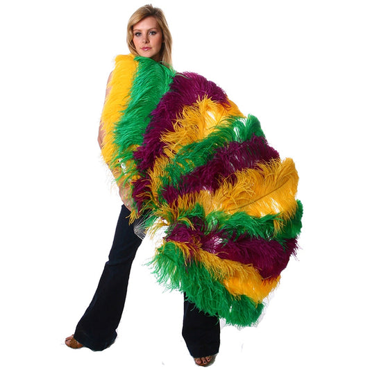 Feather Fan w/Ostrich Multi Color - Mardigras Mix