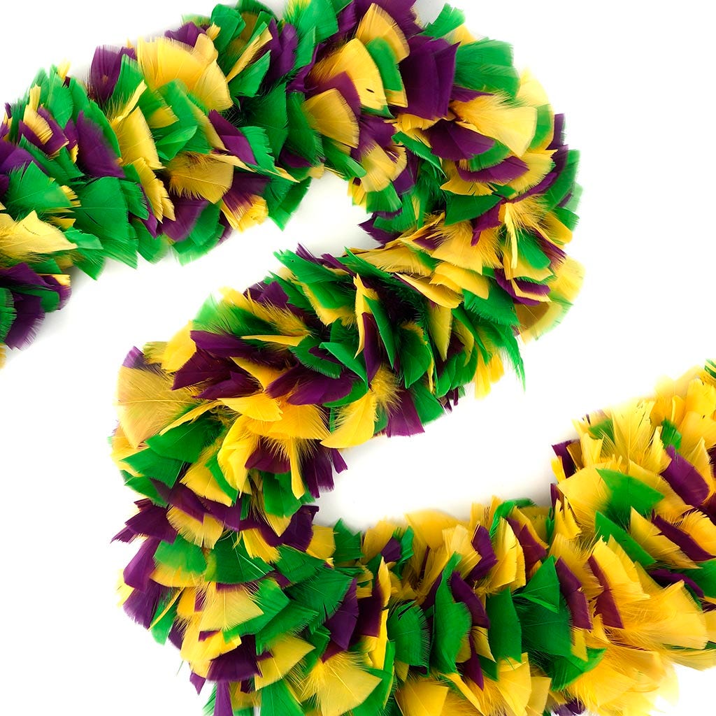 Turkey Feather Boa 6-8"- Mardi Gras Mix
