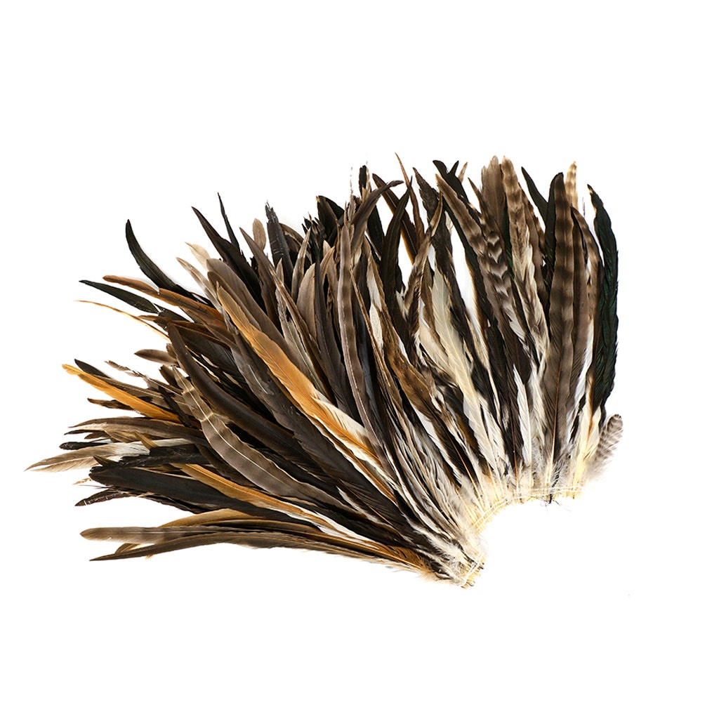 Rooster Coque Tails Feathers Chinchilla Natural 15-18" [1/4 LB Bulk]