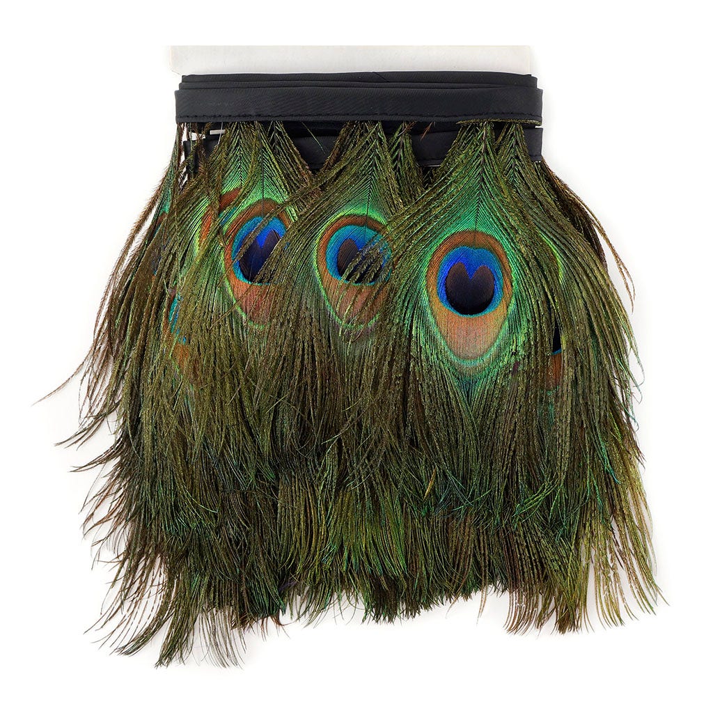 Peacock Eye Feather Fringe - 5YD - Natural